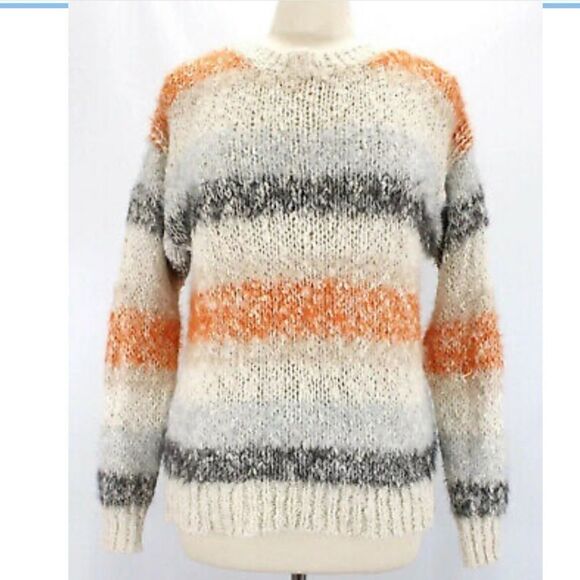 Meadow Rue | Anthropologie | Kennedy Striped Fuzzy Tie Back Sweater | S - Picture 4 of 7